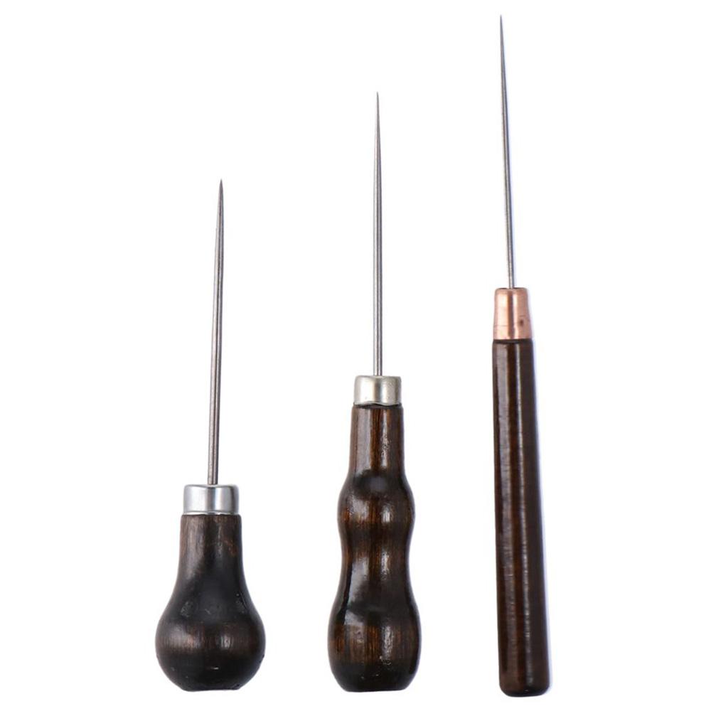 Leatherwork Awl - 3 szt. Drewniane narzędzie szydełkowe do