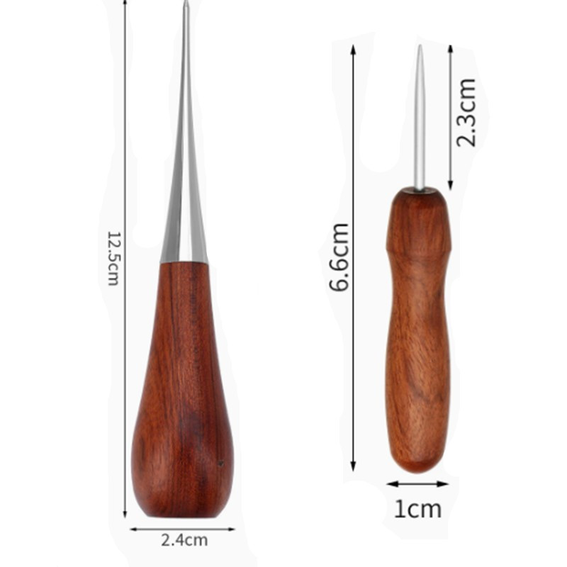 Leatherwork Awl - Profesjonalny szpikulec z drewnianą rączką do