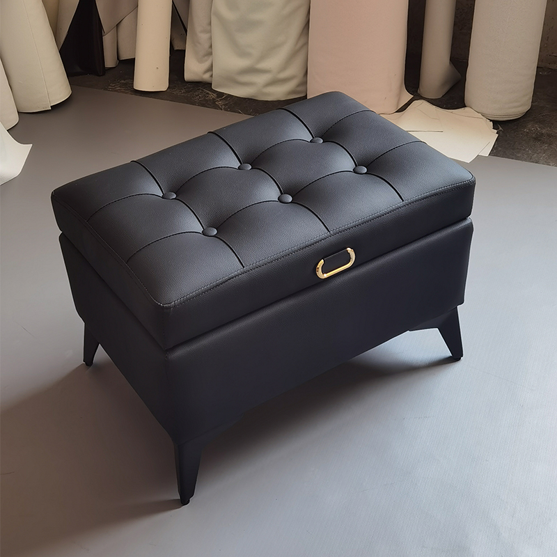 Leather Workbench - Pufa do przechowywania z litego drewna,