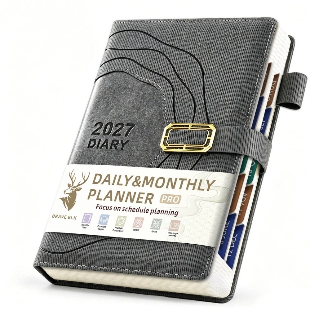 Leather Work Notepad - Gruby notes na harmonogramy 2027, twarda