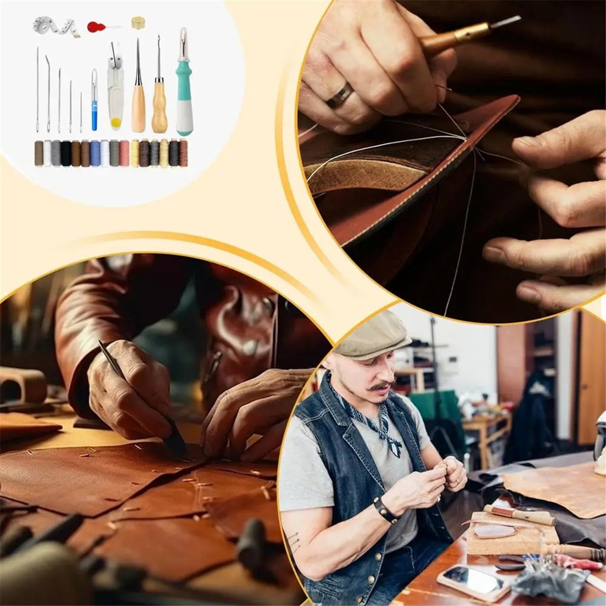 Leatherwork Awl - AA77 NOWY Zestaw do obróbki skóry,