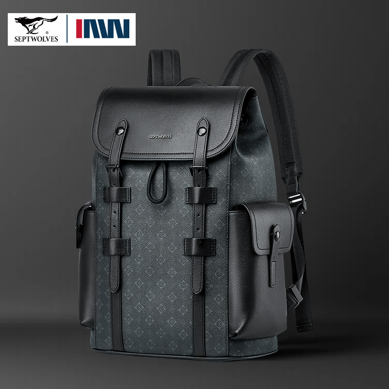 Leather Work Rucksack Mens - Septwolves Wysokiej Jakości Biznesowy Plecak Skórzany